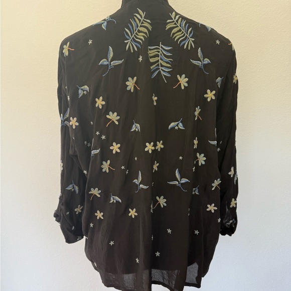 Johnny Was Women's Garden Embroidered Stripe Blouse - Picture 5 of 5